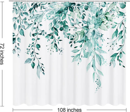 Grey Eucalyptus Shower Curtain, Watercolor Floral Print, 72x72