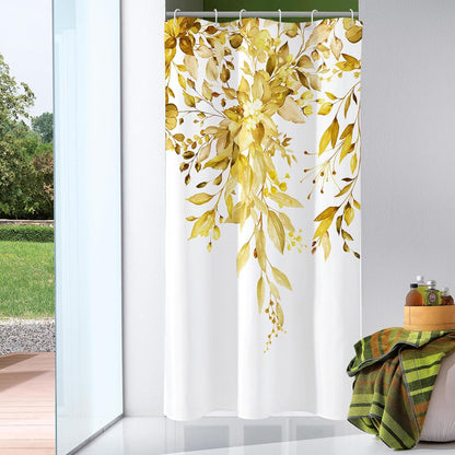 Grey Eucalyptus Shower Curtain, Watercolor Floral Print, 72x72