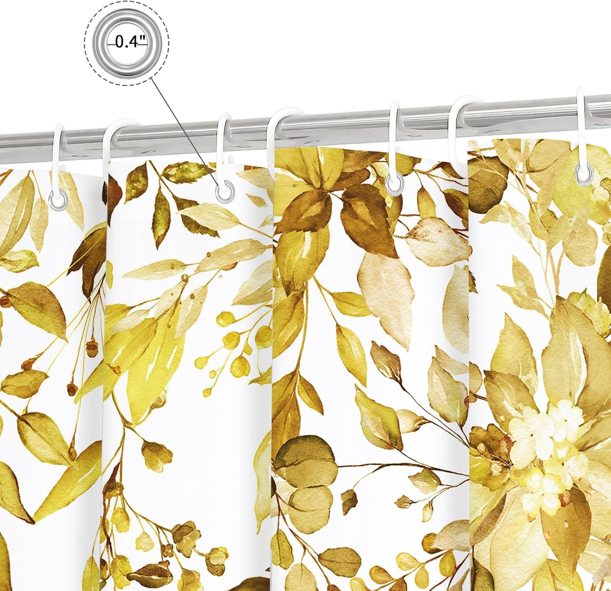 Grey Eucalyptus Shower Curtain, Watercolor Floral Print, 72x72