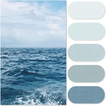 Ombre Ocean Blue Shower Curtain for Bathroom 70x72 Inch 12 Hooks