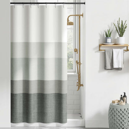Ombre Ocean Blue Shower Curtain for Bathroom 70x72 Inch 12 Hooks