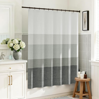 Ombre Ocean Blue Shower Curtain for Bathroom 70x72 Inch 12 Hooks