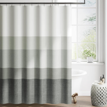 Ombre Ocean Blue Shower Curtain for Bathroom 70x72 Inch 12 Hooks