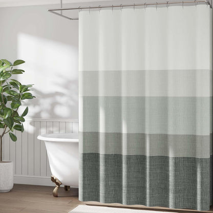 Ombre Ocean Blue Shower Curtain for Bathroom 70x72 Inch 12 Hooks