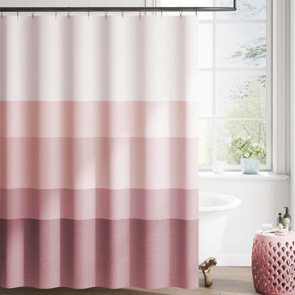 Ombre Ocean Blue Shower Curtain for Bathroom 70x72 Inch 12 Hooks