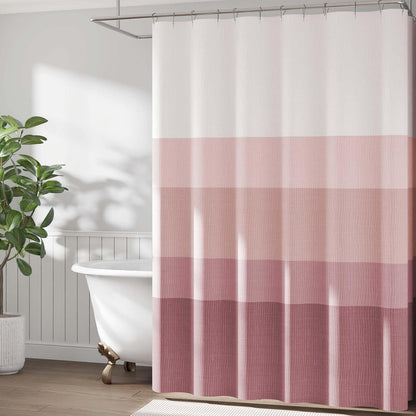 Ombre Ocean Blue Shower Curtain for Bathroom 70x72 Inch 12 Hooks
