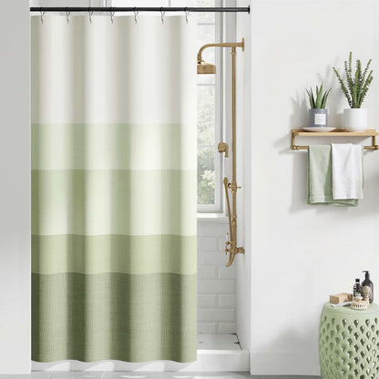 Ombre Ocean Blue Shower Curtain for Bathroom 70x72 Inch 12 Hooks