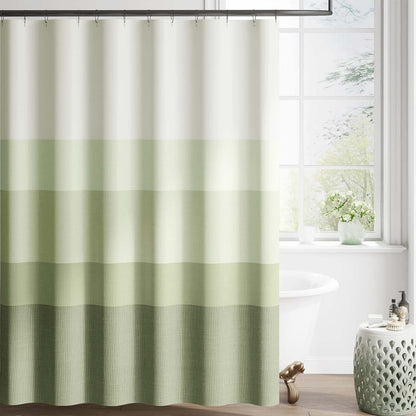 Ombre Ocean Blue Shower Curtain for Bathroom 70x72 Inch 12 Hooks