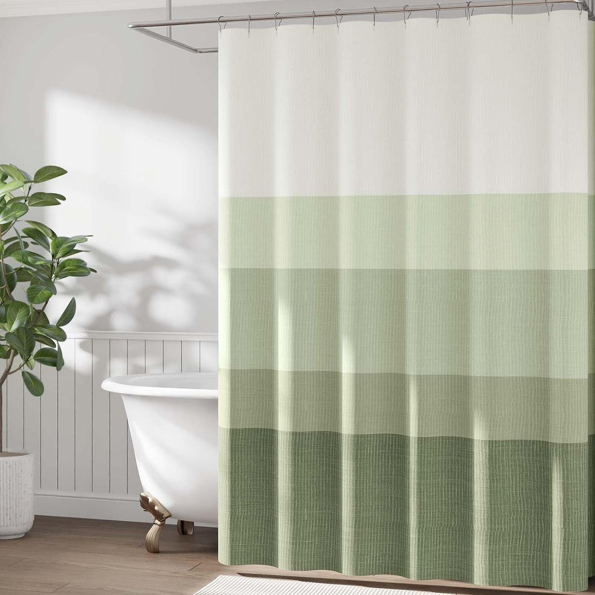 Ombre Ocean Blue Shower Curtain for Bathroom 70x72 Inch 12 Hooks