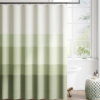 Ombre Ocean Blue Shower Curtain for Bathroom 70x72 Inch 12 Hooks