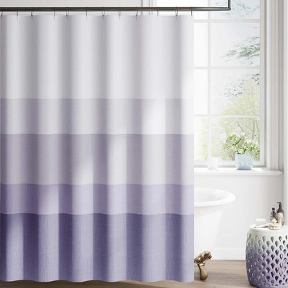 Ombre Ocean Blue Shower Curtain for Bathroom 70x72 Inch 12 Hooks
