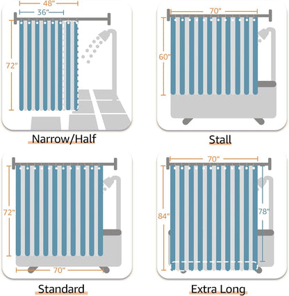 Ombre Ocean Blue Shower Curtain for Bathroom 70x72 Inch 12 Hooks