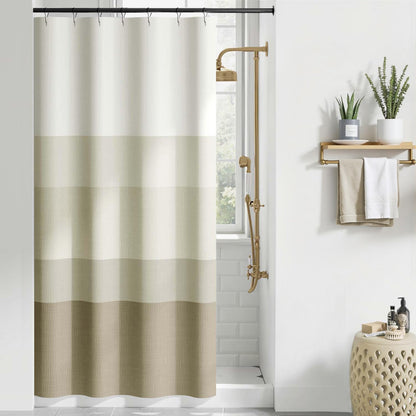 Ombre Ocean Blue Shower Curtain for Bathroom 70x72 Inch 12 Hooks