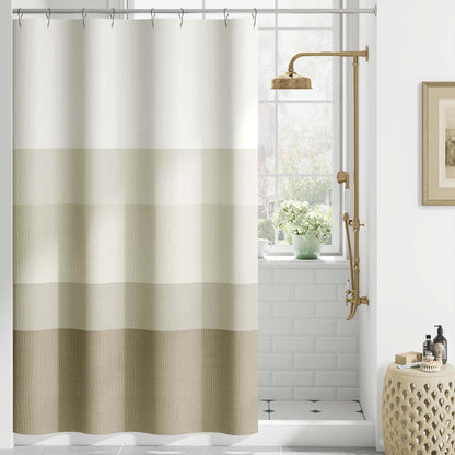 Ombre Ocean Blue Shower Curtain for Bathroom 70x72 Inch 12 Hooks