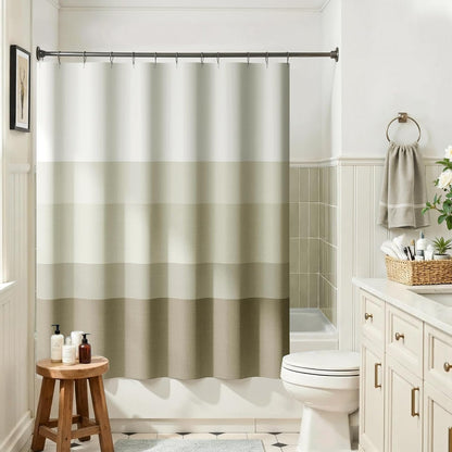 Ombre Ocean Blue Shower Curtain for Bathroom 70x72 Inch 12 Hooks