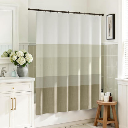 Ombre Ocean Blue Shower Curtain for Bathroom 70x72 Inch 12 Hooks