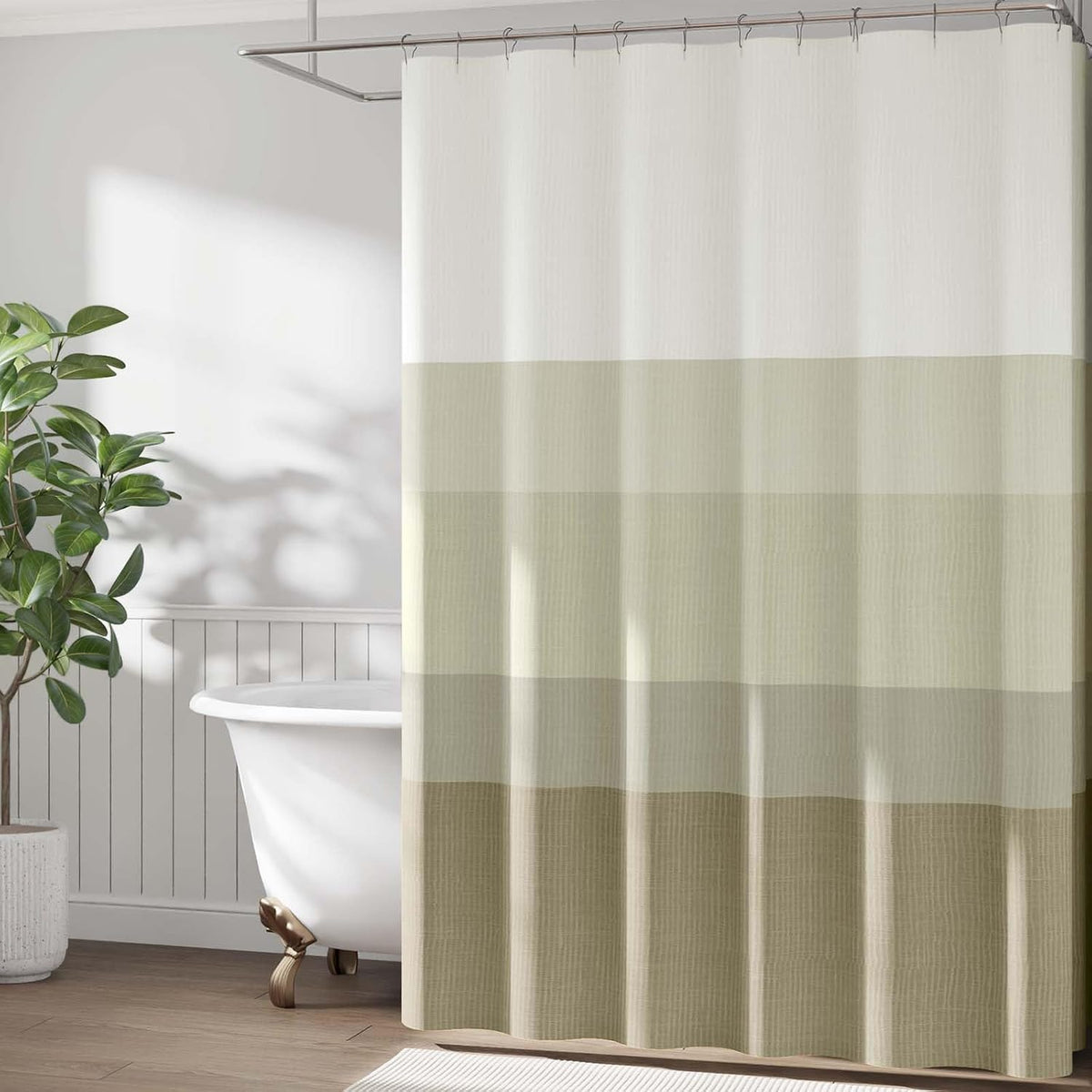 Ombre Ocean Blue Shower Curtain for Bathroom 70x72 Inch 12 Hooks