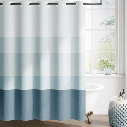 Ombre Ocean Blue Shower Curtain for Bathroom 70x72 Inch 12 Hooks