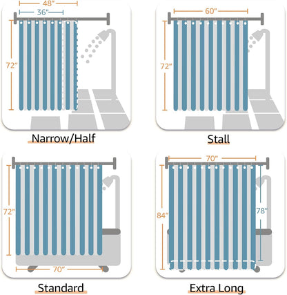 Ombre Ocean Blue Shower Curtain for Bathroom 70x72 Inch 12 Hooks
