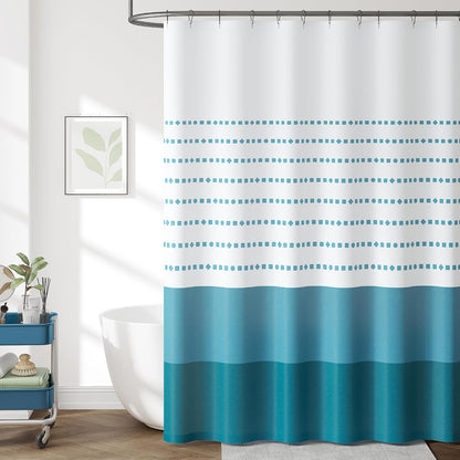 Ombre Ocean Blue Shower Curtain for Bathroom 70x72 Inch 12 Hooks