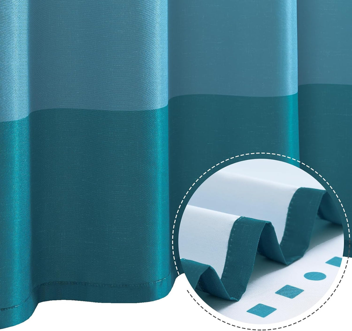 Ombre Ocean Blue Shower Curtain for Bathroom 70x72 Inch 12 Hooks