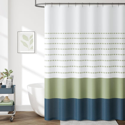 Ombre Ocean Blue Shower Curtain for Bathroom 70x72 Inch 12 Hooks