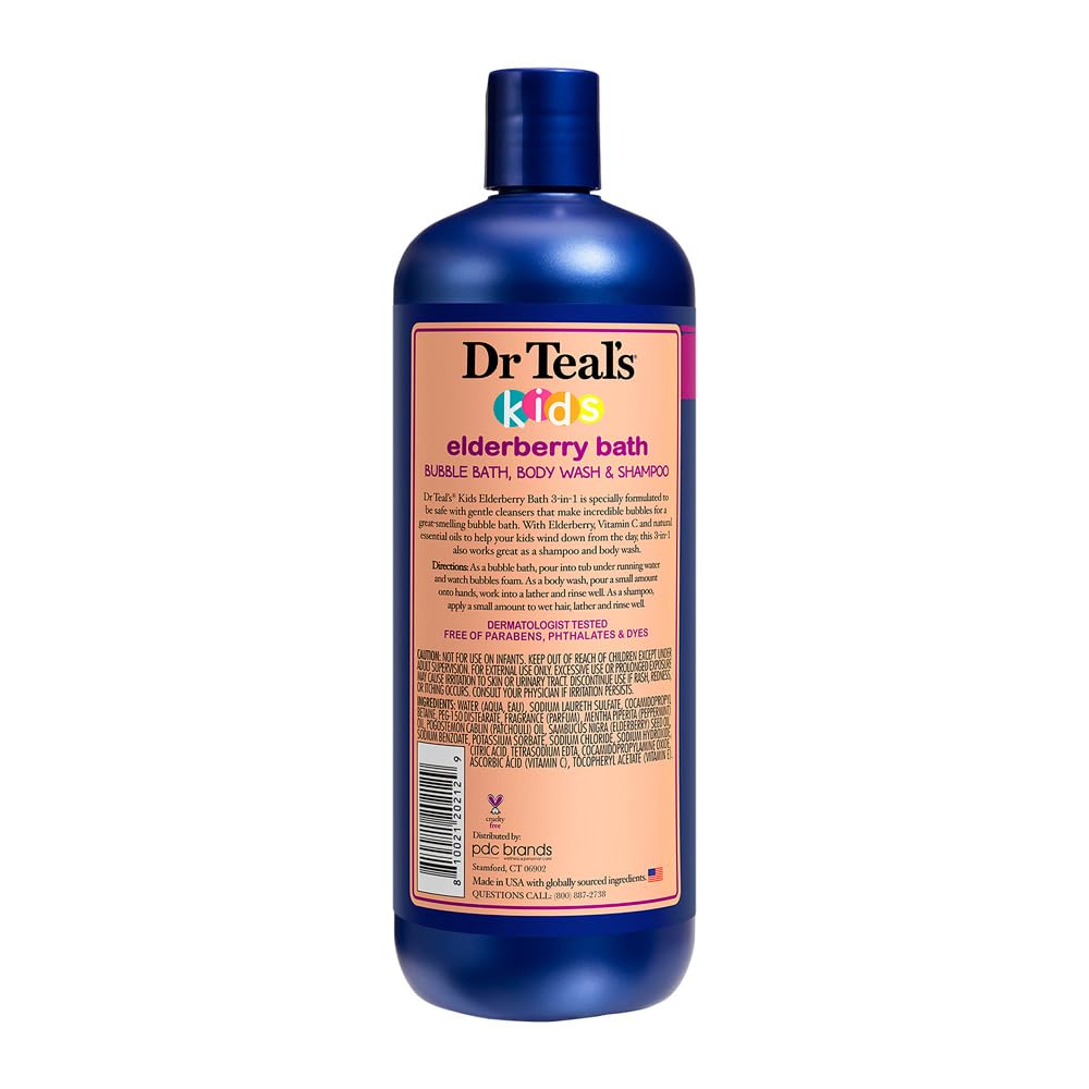 Kids 3-in-1 Elderberry Bath: Bubble Bath, Body Wash & Shampoo, 20 fl oz
