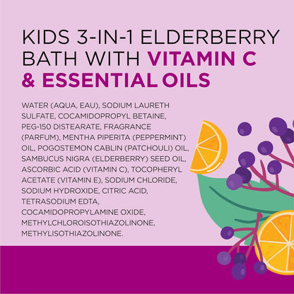 Kids 3-in-1 Elderberry Bath: Bubble Bath, Body Wash & Shampoo, 20 fl oz