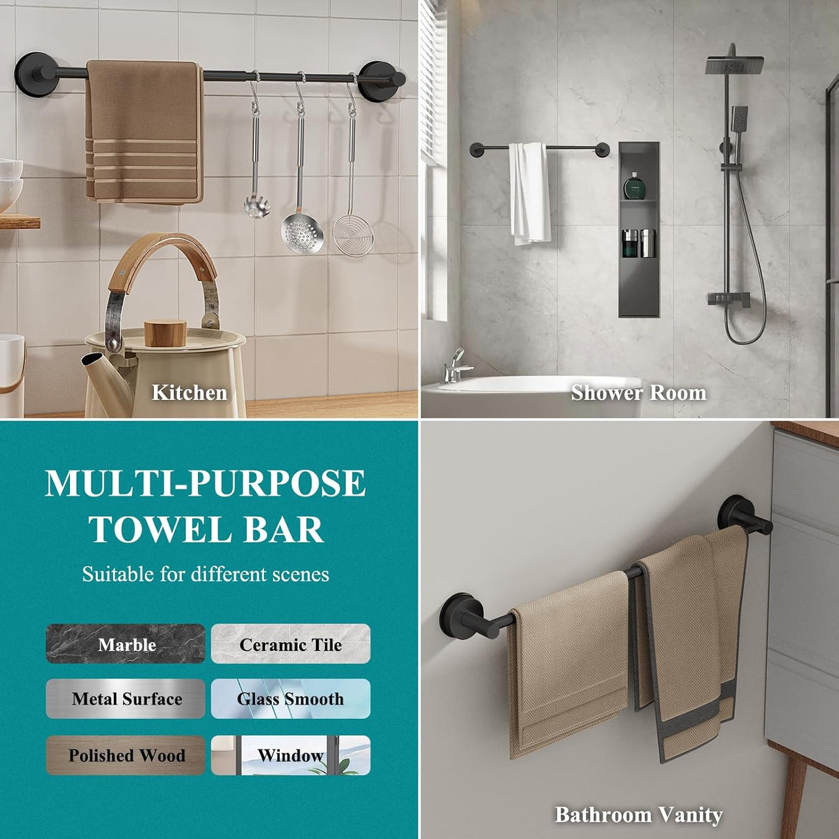Towel Bar for Bathroom Wall,Adjustable 12~21 Inch Towel Racks for Bathroom Wall Mounted, Towel Holder for Glass Shower Door,Bathroom Accessories,Apparment Essentials,Home Decor-Silver