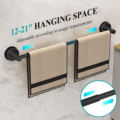 Towel Bar for Bathroom Wall,Adjustable 12~21 Inch Towel Racks for Bathroom Wall Mounted, Towel Holder for Glass Shower Door,Bathroom Accessories,Apparment Essentials,Home Decor-Silver
