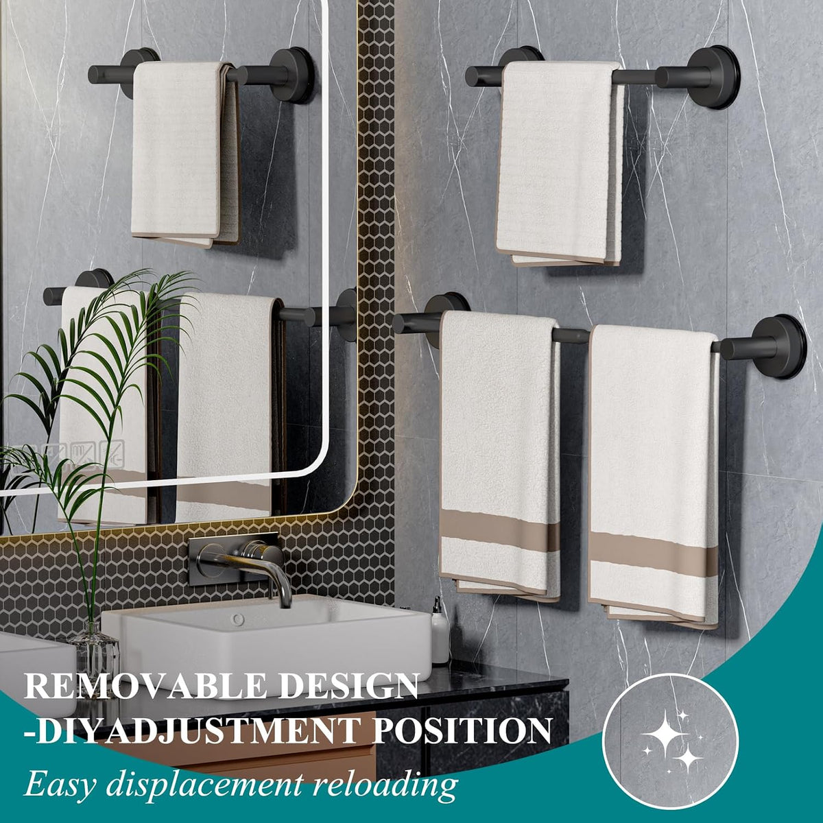Towel Bar for Bathroom Wall,Adjustable 12~21 Inch Towel Racks for Bathroom Wall Mounted, Towel Holder for Glass Shower Door,Bathroom Accessories,Apparment Essentials,Home Decor-Silver