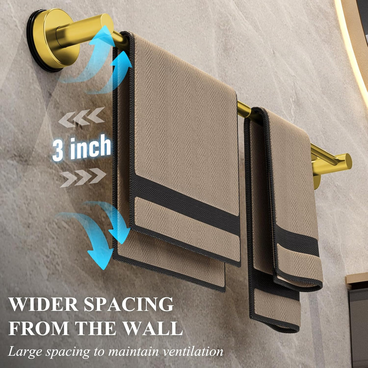 Towel Bar for Bathroom Wall,Adjustable 12~21 Inch Towel Racks for Bathroom Wall Mounted, Towel Holder for Glass Shower Door,Bathroom Accessories,Apparment Essentials,Home Decor-Silver