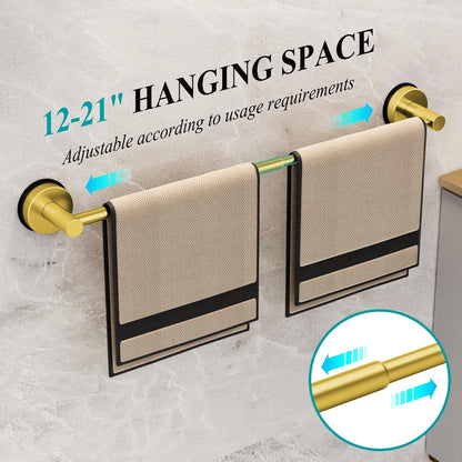 Towel Bar for Bathroom Wall,Adjustable 12~21 Inch Towel Racks for Bathroom Wall Mounted, Towel Holder for Glass Shower Door,Bathroom Accessories,Apparment Essentials,Home Decor-Silver