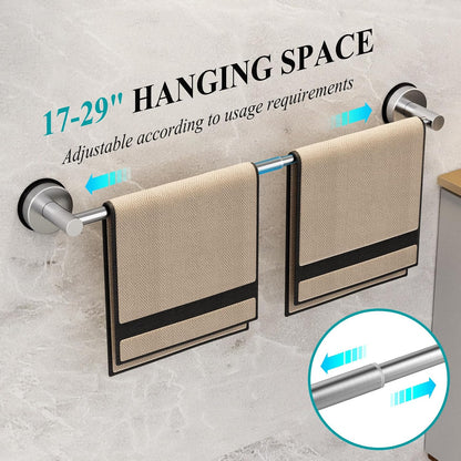 Towel Bar for Bathroom Wall,Adjustable 12~21 Inch Towel Racks for Bathroom Wall Mounted, Towel Holder for Glass Shower Door,Bathroom Accessories,Apparment Essentials,Home Decor-Silver