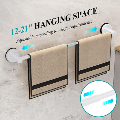Towel Bar for Bathroom Wall,Adjustable 12~21 Inch Towel Racks for Bathroom Wall Mounted, Towel Holder for Glass Shower Door,Bathroom Accessories,Apparment Essentials,Home Decor-Silver