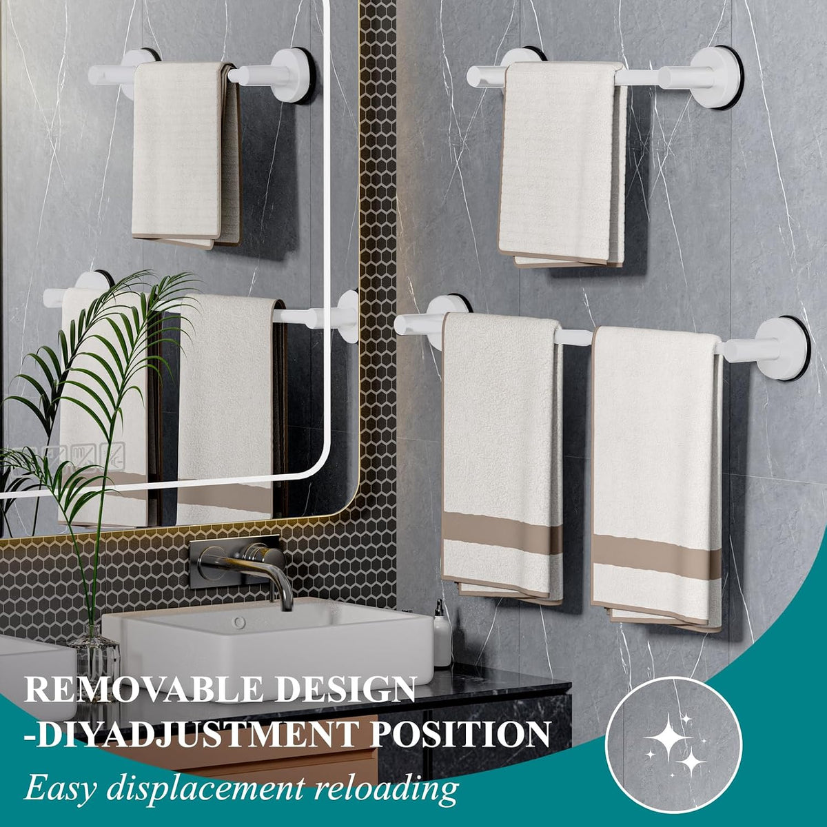 Towel Bar for Bathroom Wall,Adjustable 12~21 Inch Towel Racks for Bathroom Wall Mounted, Towel Holder for Glass Shower Door,Bathroom Accessories,Apparment Essentials,Home Decor-Silver