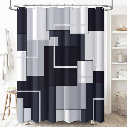 BTTN Navy Blue Modern Geometric Waterproof Fabric , 72x72