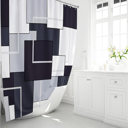 BTTN Navy Blue Modern Geometric Waterproof Fabric , 72x72