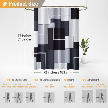 BTTN Navy Blue Modern Geometric Waterproof Fabric , 72x72