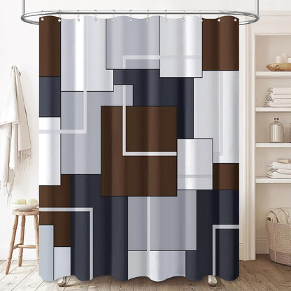 BTTN Navy Blue Modern Geometric Waterproof Fabric , 72x72