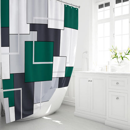 BTTN Navy Blue Modern Geometric Waterproof Fabric , 72x72