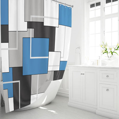 BTTN Navy Blue Modern Geometric Waterproof Fabric , 72x72
