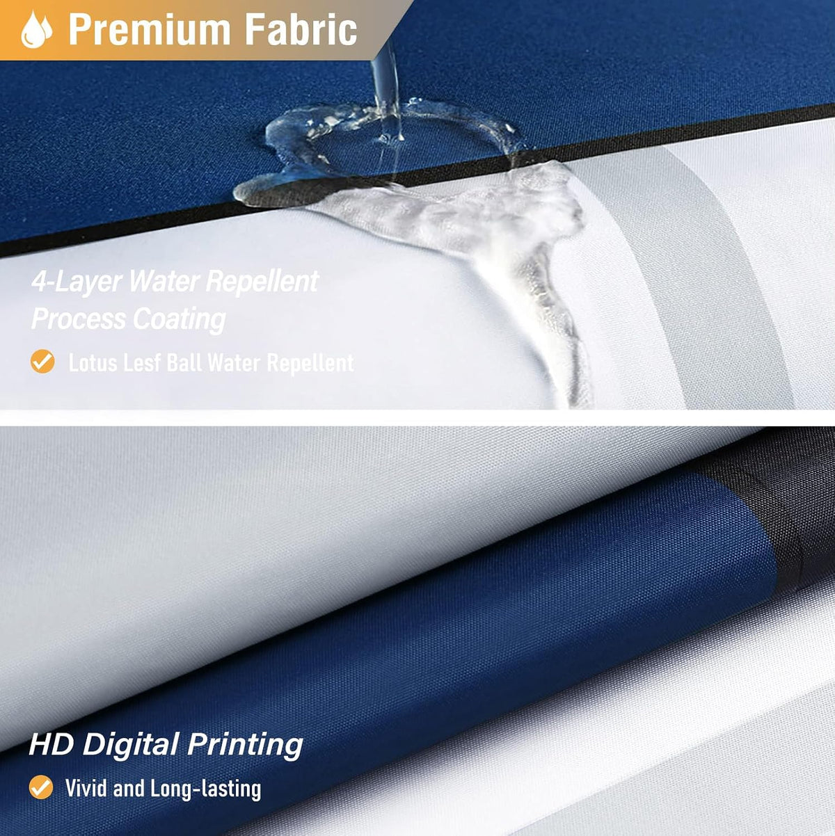 BTTN Navy Blue Modern Geometric Waterproof Fabric , 72x72