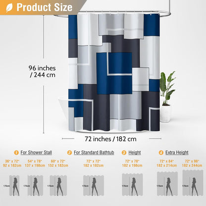 BTTN Navy Blue Modern Geometric Waterproof Fabric , 72x72