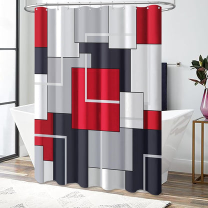 BTTN Navy Blue Modern Geometric Waterproof Fabric , 72x72