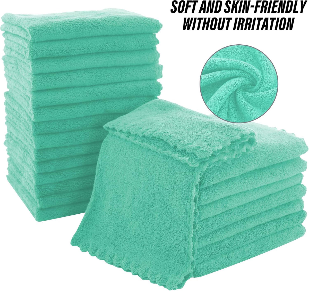 Ultra Soft Premium Washcloths Set - 12 x 12 inches - 24 Pack - Quick Drying - Highly Absorbent Coral Velvet Bathroom Wash Clothes - Use as Bath, Spa, Facial, Fingertip Towel (Grey)