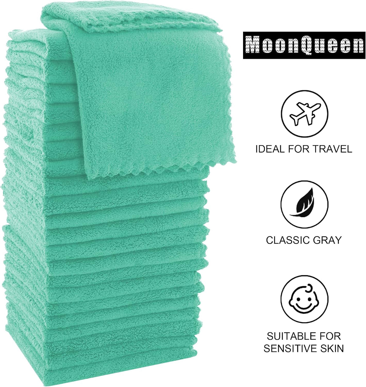 Ultra Soft Premium Washcloths Set - 12 x 12 inches - 24 Pack - Quick Drying - Highly Absorbent Coral Velvet Bathroom Wash Clothes - Use as Bath, Spa, Facial, Fingertip Towel (Grey)