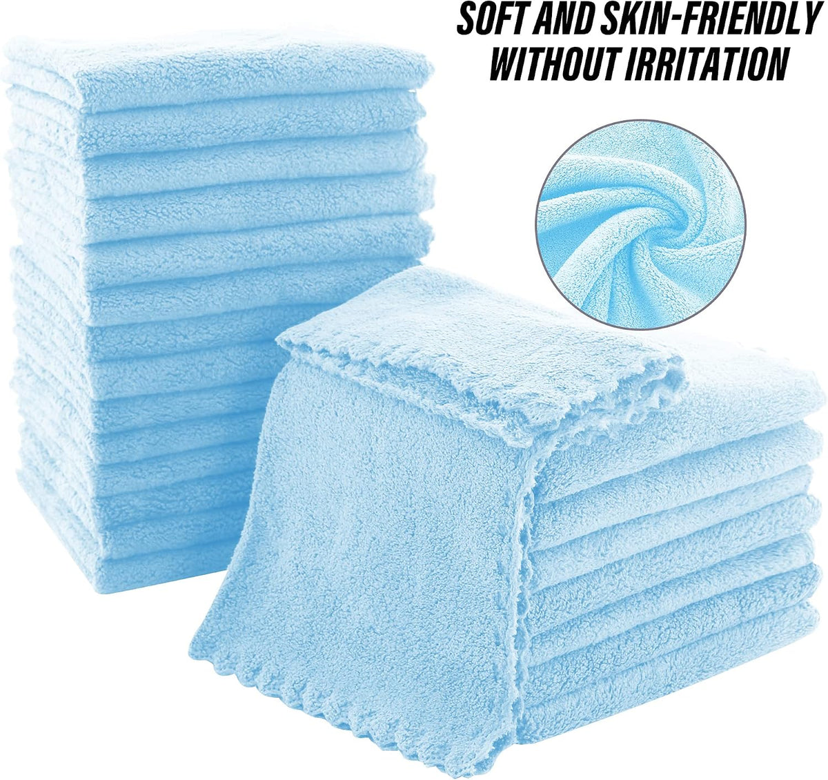 Ultra Soft Premium Washcloths Set - 12 x 12 inches - 24 Pack - Quick Drying - Highly Absorbent Coral Velvet Bathroom Wash Clothes - Use as Bath, Spa, Facial, Fingertip Towel (Grey)