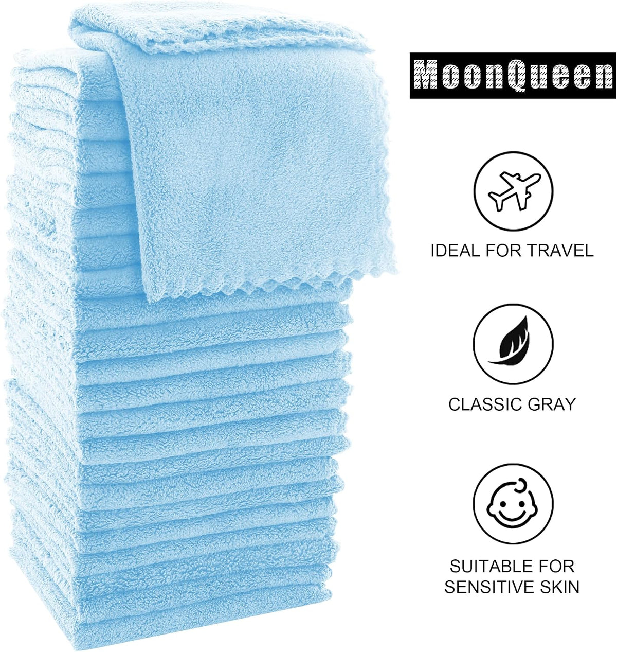 Ultra Soft Premium Washcloths Set - 12 x 12 inches - 24 Pack - Quick Drying - Highly Absorbent Coral Velvet Bathroom Wash Clothes - Use as Bath, Spa, Facial, Fingertip Towel (Grey)