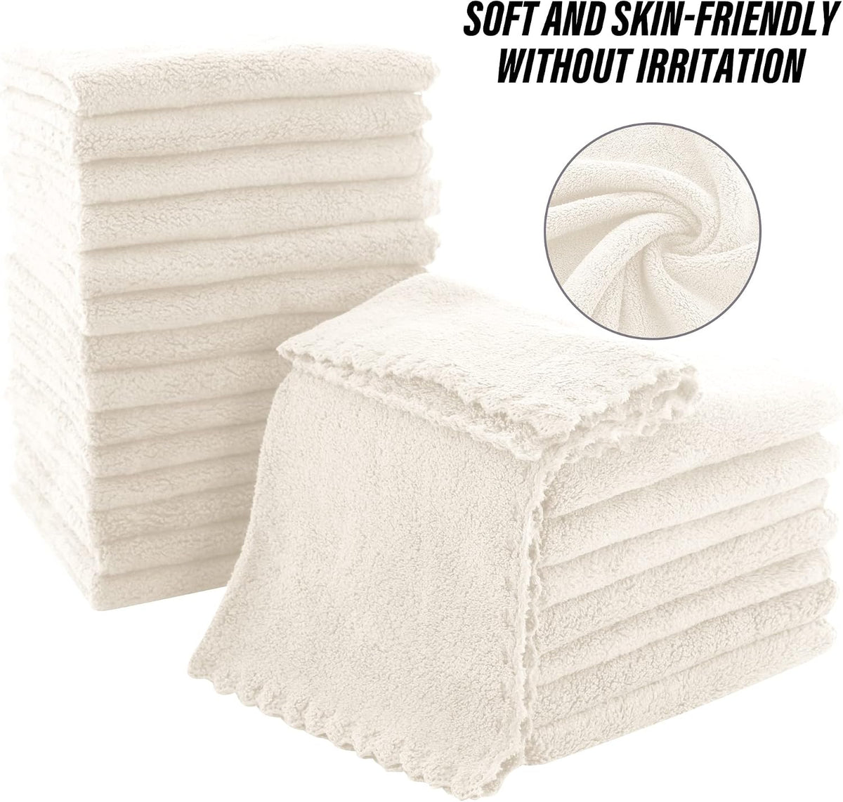 Ultra Soft Premium Washcloths Set - 12 x 12 inches - 24 Pack - Quick Drying - Highly Absorbent Coral Velvet Bathroom Wash Clothes - Use as Bath, Spa, Facial, Fingertip Towel (Grey)